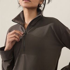 Athleta Quarter Zip and mid-rise straight pant SET!